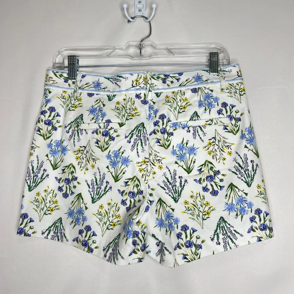 Floral Tailored Shorts Wildflowers White Seersucker Riviera‎ Preppy Nautical 0
